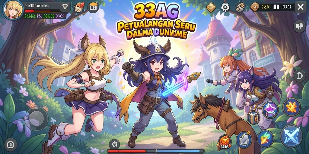 Tampilan gameplay seru dengan karakter anime yang menarik.