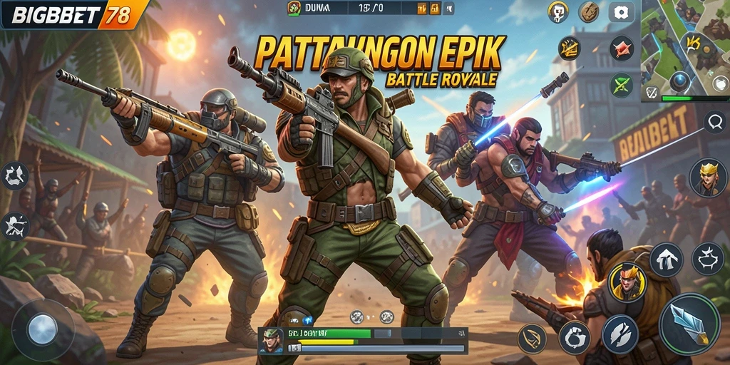Tampilan menarik dari gameplay BIGBET78 dalam pertarungan Battle Royale.