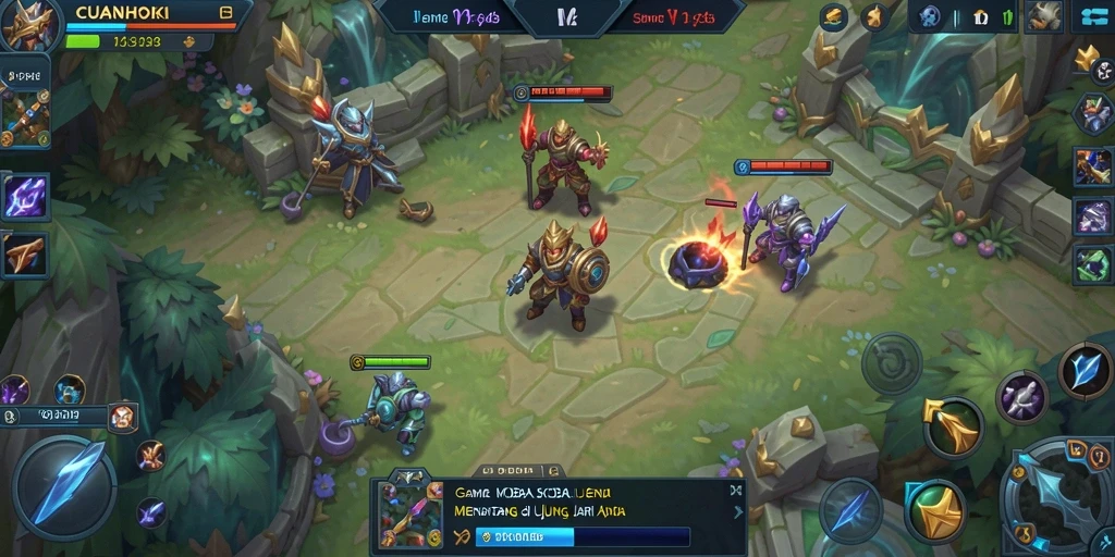 Screenshot utama CUANHOKI menampilkan aksi seru di arena MOBA.