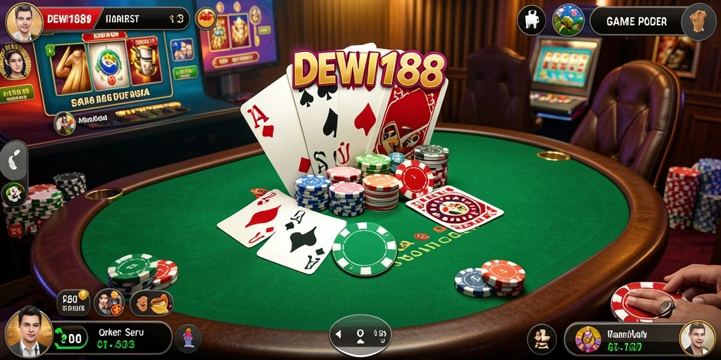 Tampilan gameplay DEWI188 yang menegangkan dan dinamis dalam poker.