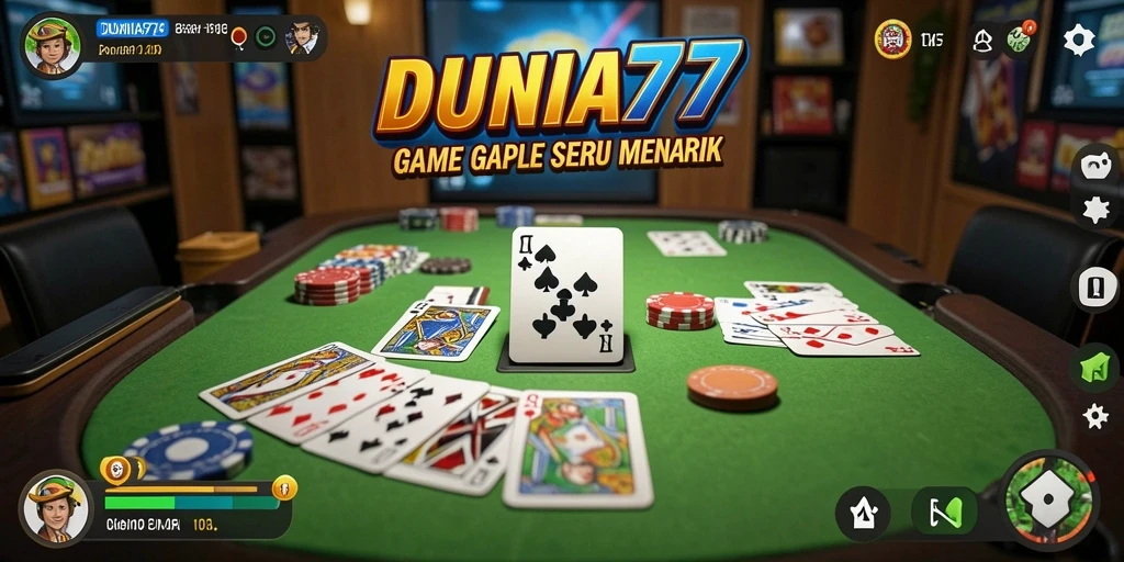 Screenshot gameplay DUNIA77 dengan suasana bermain Gaple.