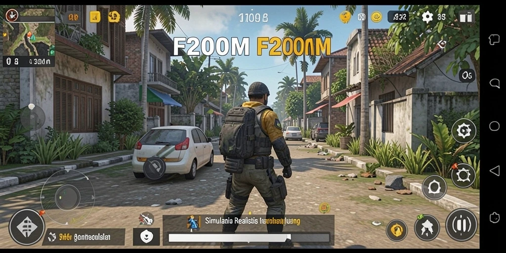 Tampilan gameplay F200M yang menakjubkan dalam simulasi.