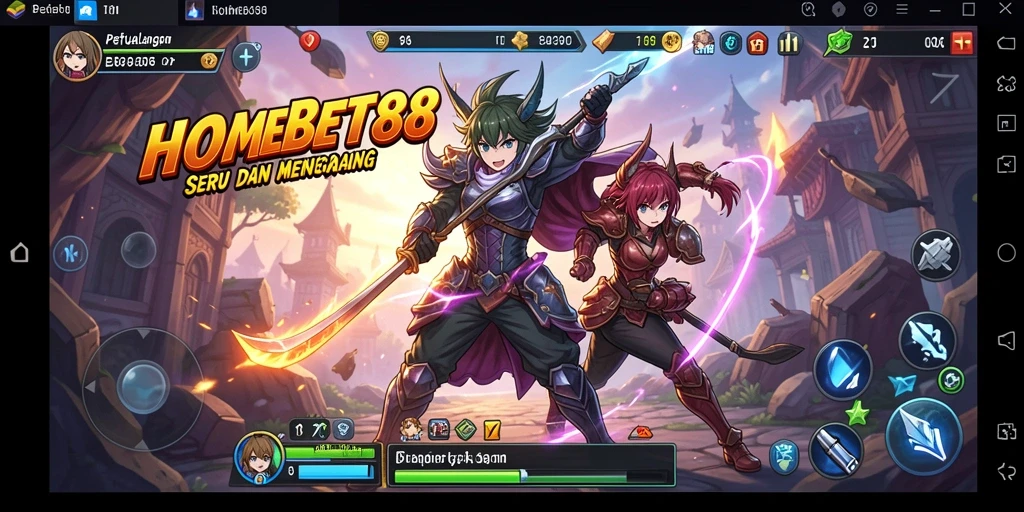 Screenshot gameplay HOMEBET88 yang menampilkan petualangan anime yang seru.