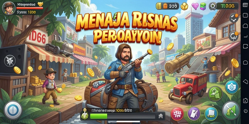 Tampilan utama gameplay ID66 yang menunjukkan dinamika manajemen bisnis.