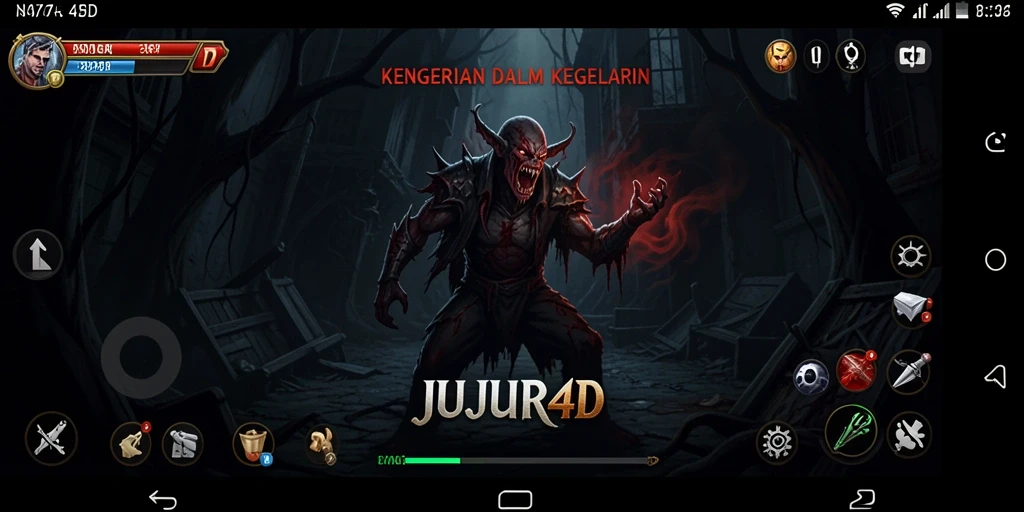 Screenshot menampilkan gameplay menegangkan dari JUJUR4D.