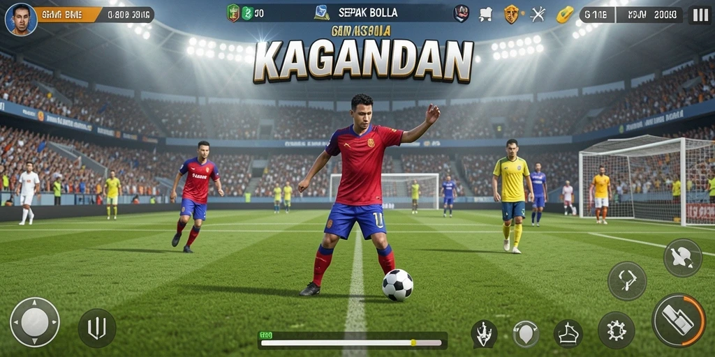 Screenshot gameplay KAGANDAN yang menampilkan aksi sepak bola intens