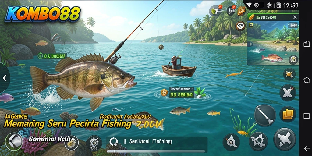 Tampilan gameplay seru menangkap ikan di dunia KOMBO88.