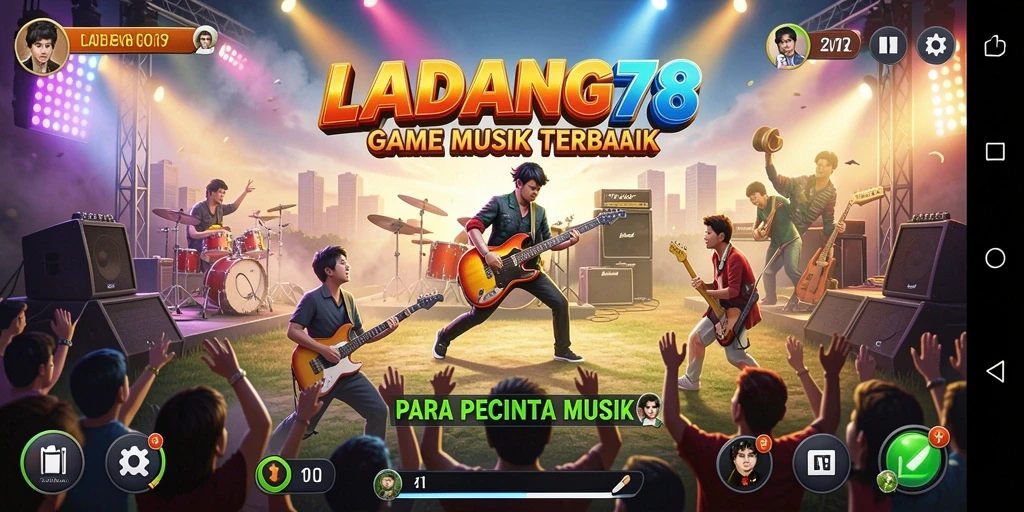 Tampilan gameplay seru di LADANG78 dengan berbagai musik.