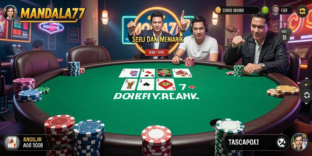 Tangkapan layar MANDALA77 menampilkan gameplay Poker yang mendebarkan.