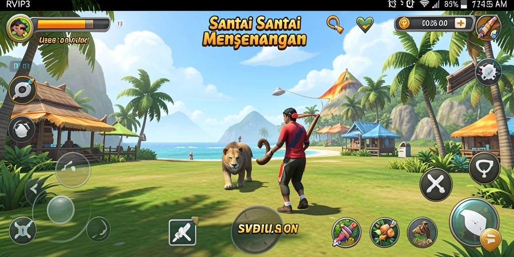 Tampilan gameplay santai dari RVIP3 yang penuh warna.